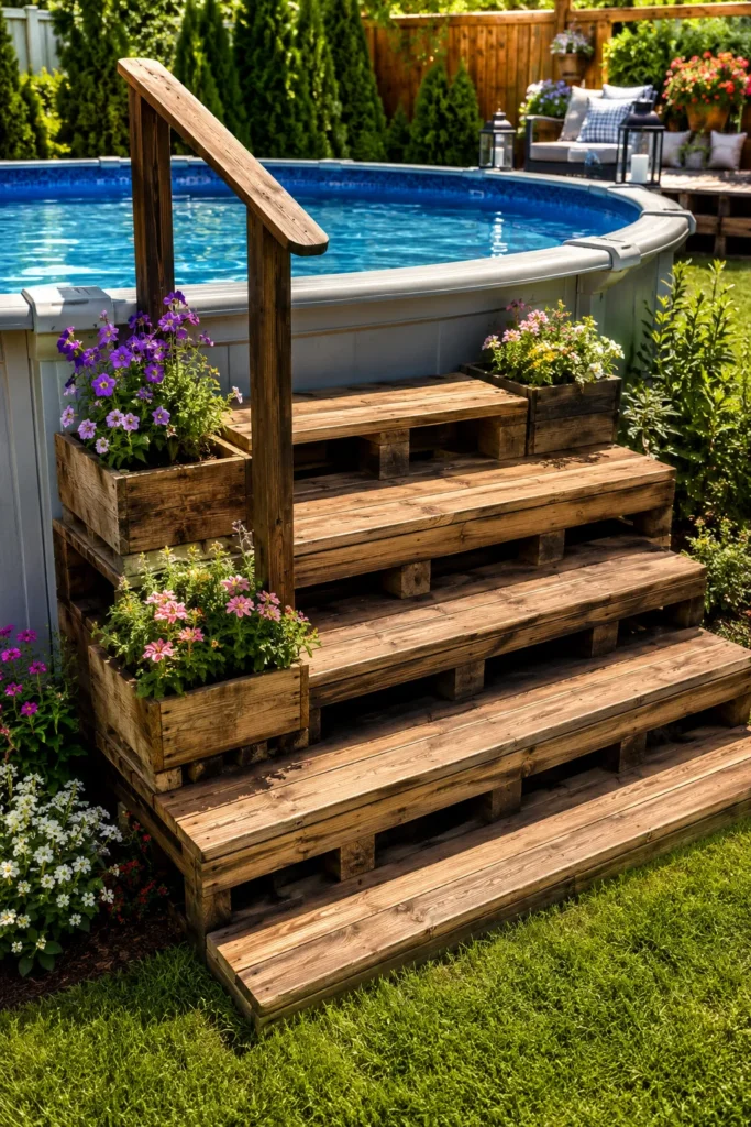 Reclaimed Pallet Pool Steps