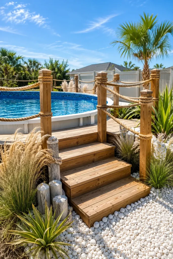 Rope Railing Pool Steps