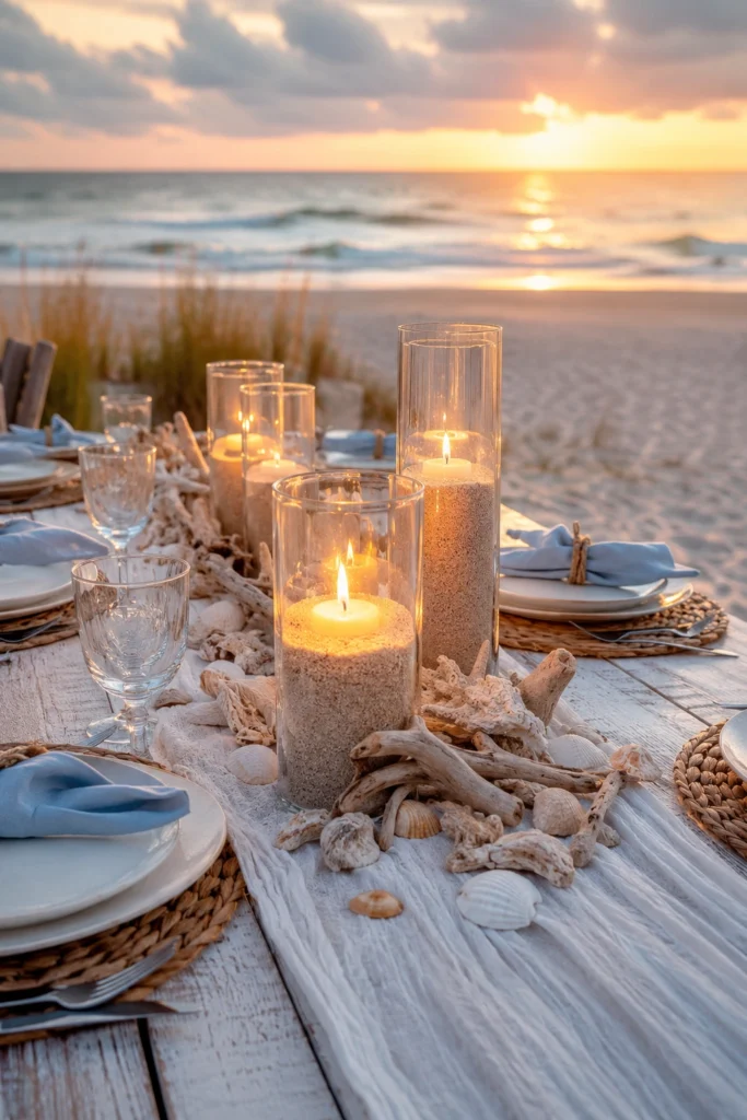 Sand-Filled Glass Candle Holders