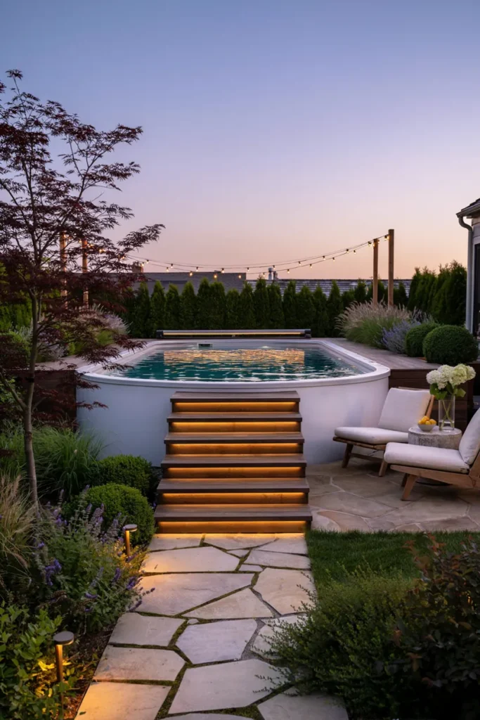 Solar-Lit Pool Steps