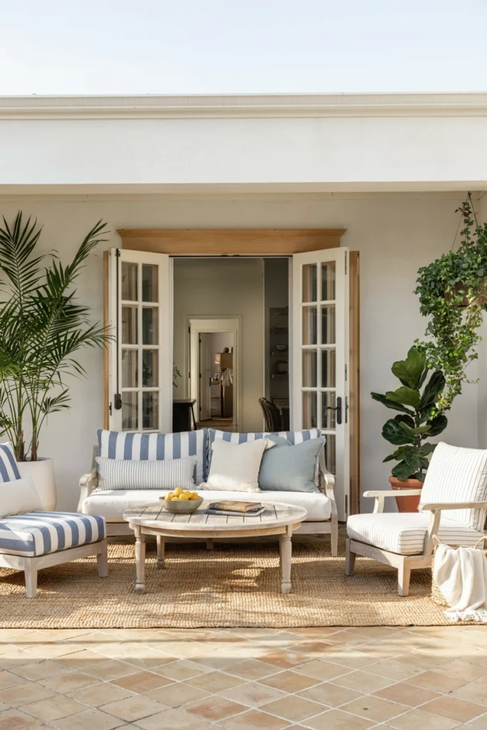 Add Striped Outdoor Cushions