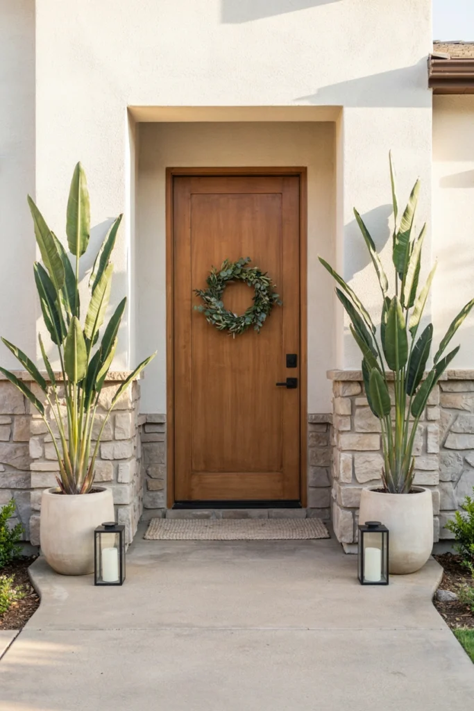 Use Tall Plants to Frame the Entrance