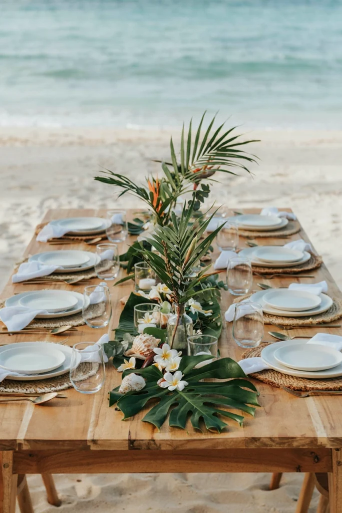 Tropical Palm Leaf Table Decor