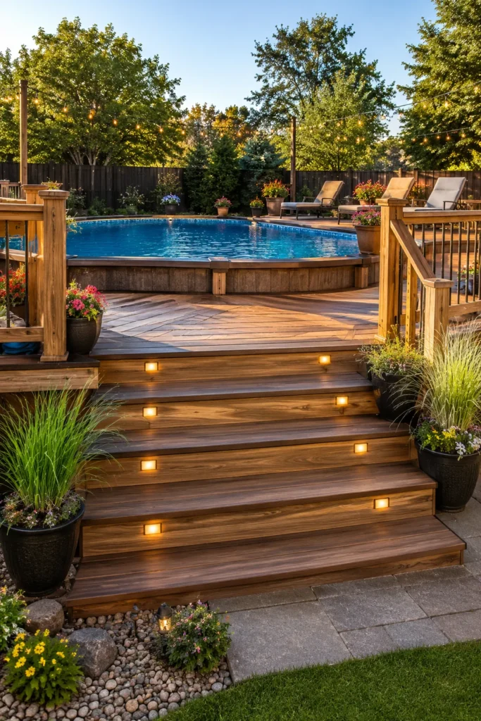 Wide Deck-Style Pool Steps