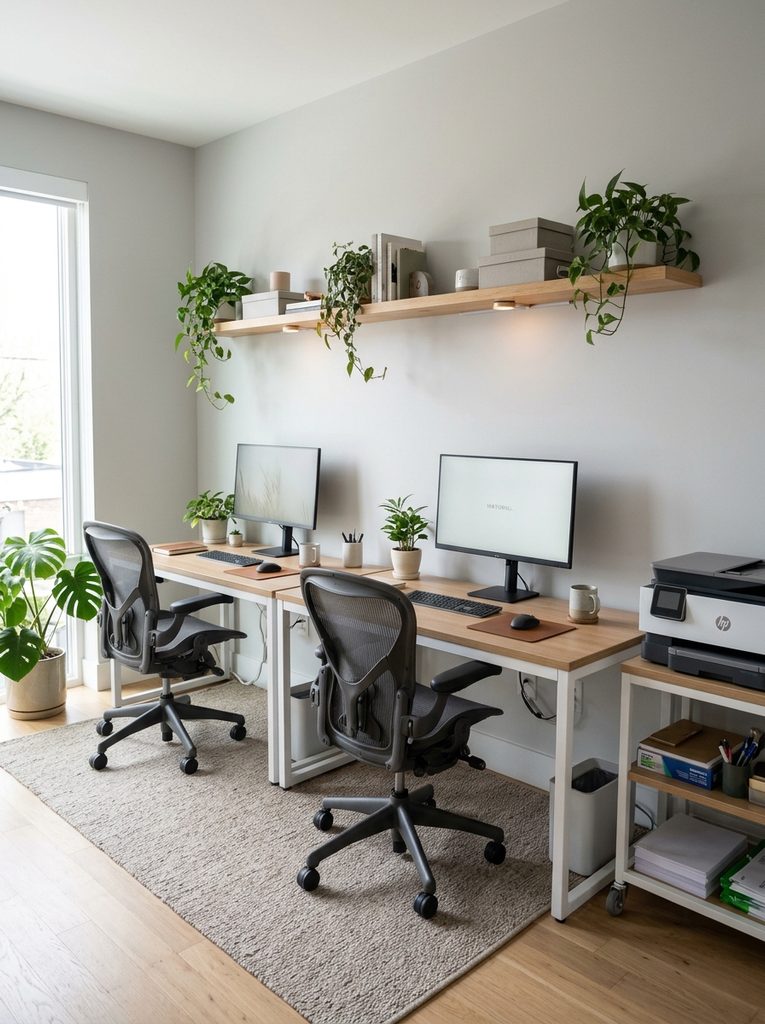 Small office for two people with side by side desks